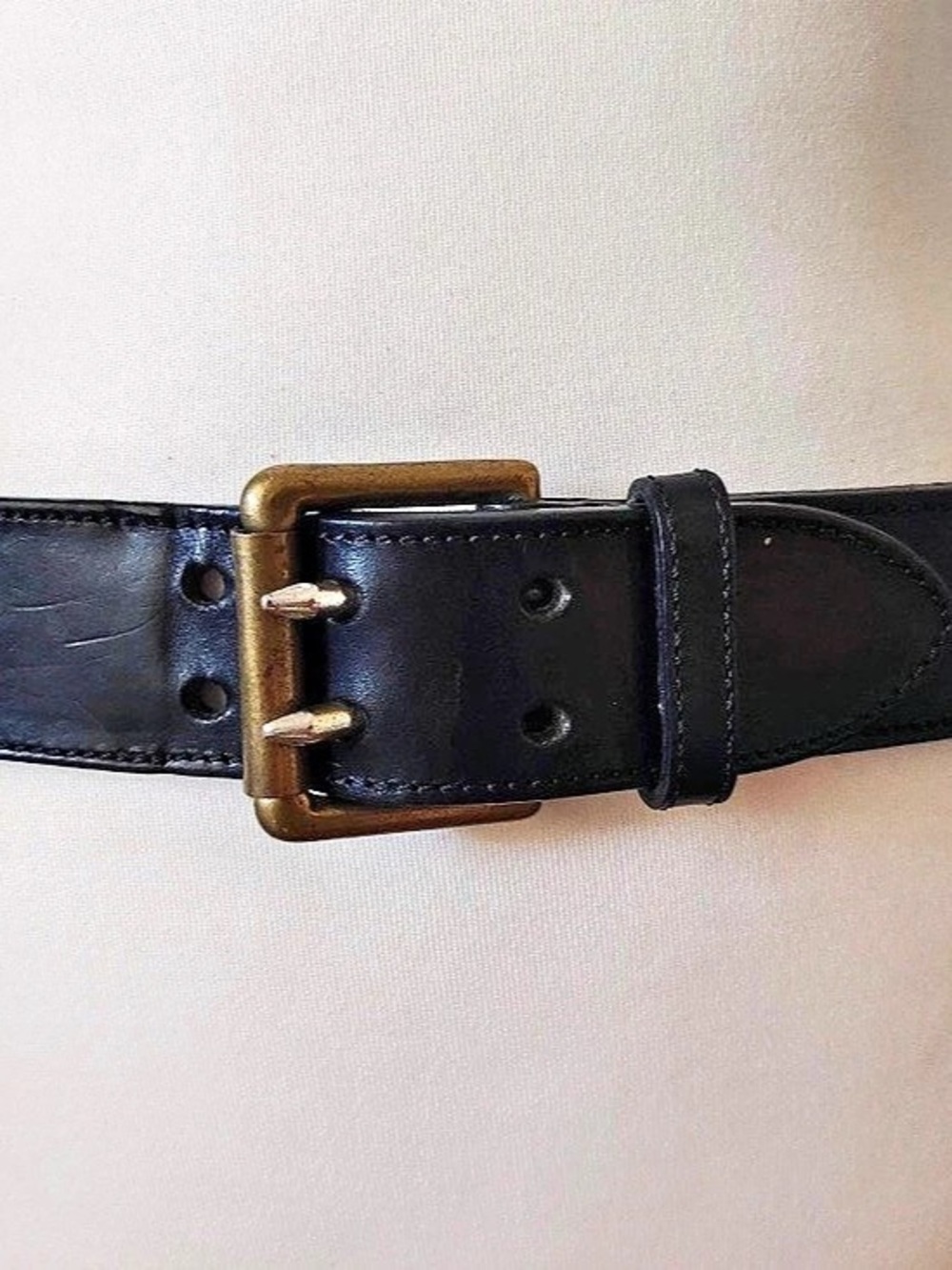 Vintage 90s Ralph Lauren Leather Belt in Black Size 32
